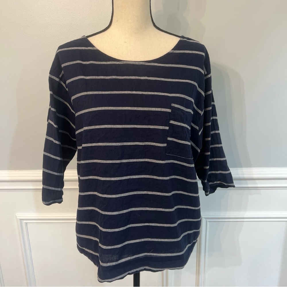 Linen Blend By Monsoon Linen And Cotton Blend Women’s Shirt Navy Size 10